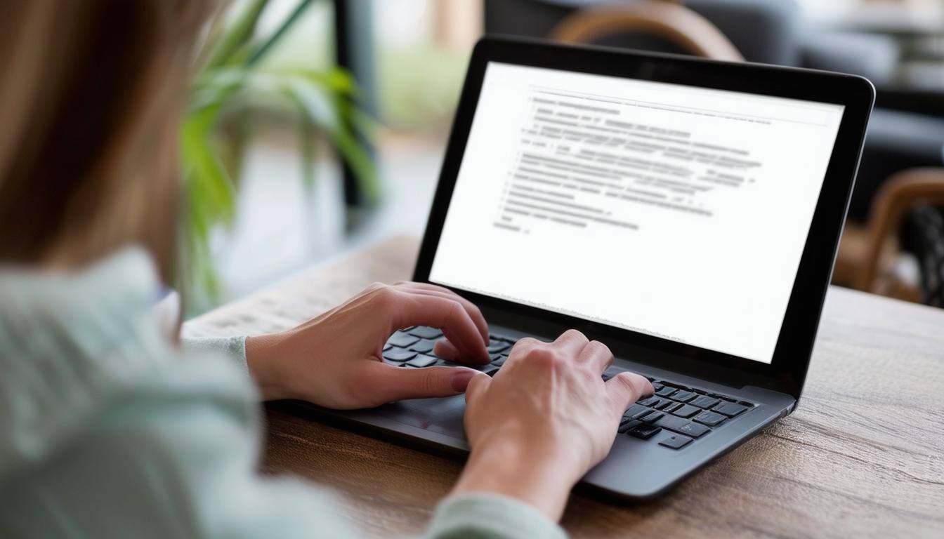 someone typing an email on a laptop