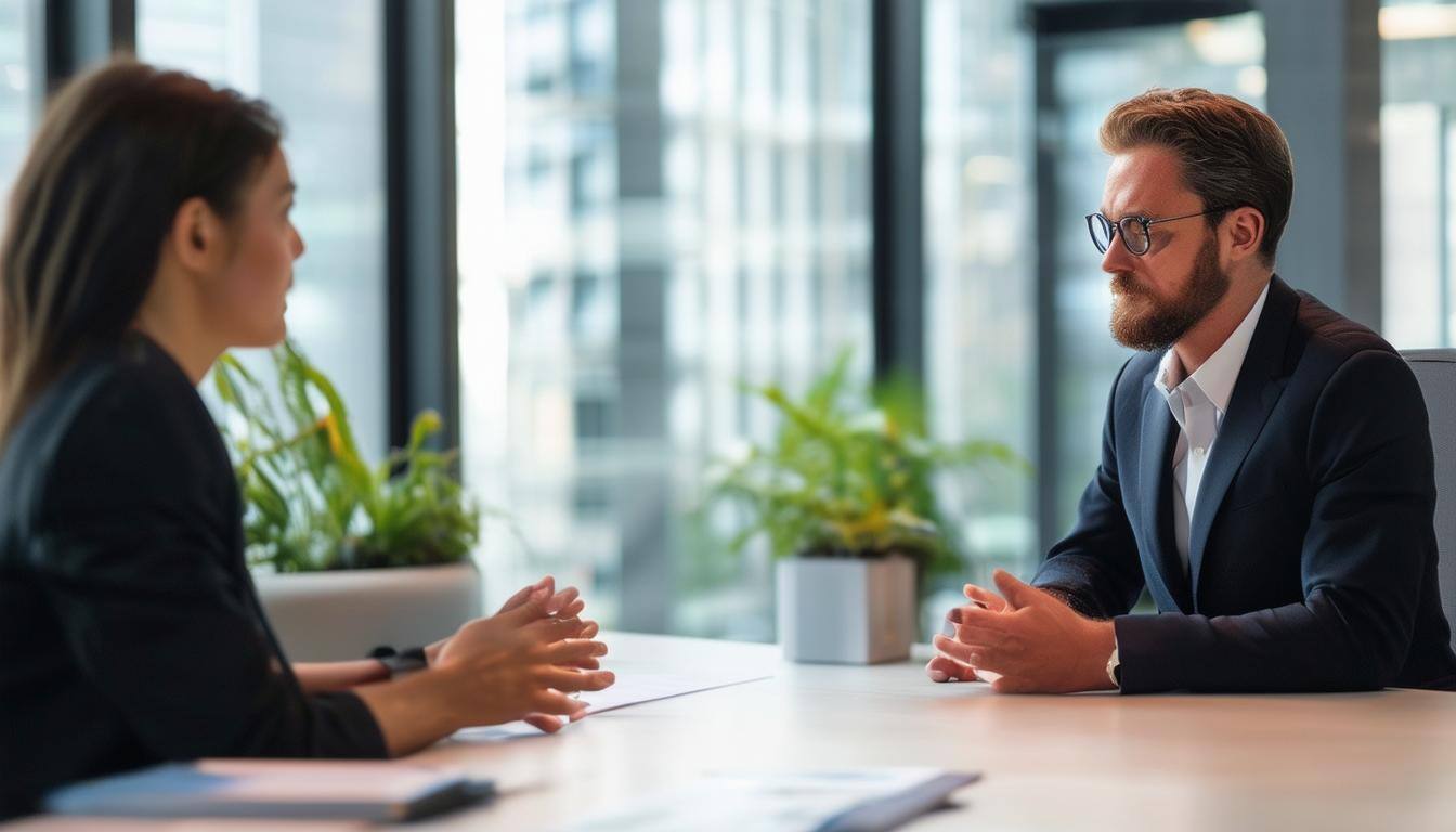 two business people having an in person interview